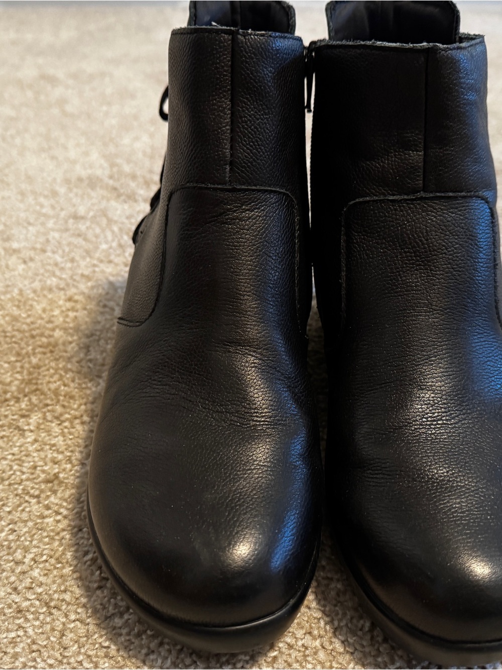 Women's Black Leather Ankle Boots - Classic Zip Boot